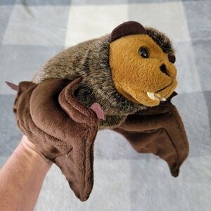 Lillian Vernon 20" Bat Hand Puppet Brown Movable Wings Plush Educational